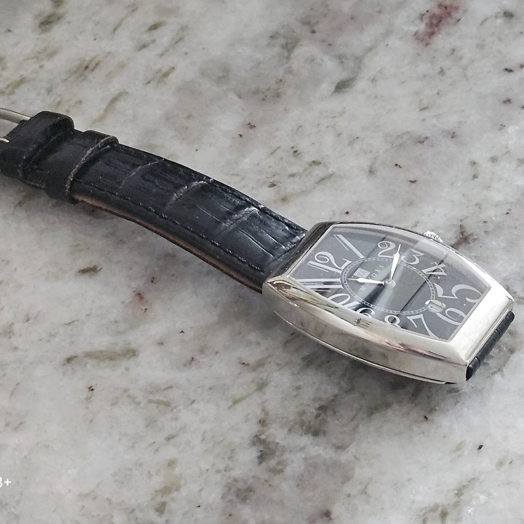 Rare Vintage Mayors Birks Tourneau Sapphire Crystal Swiss Made Leather Watch — image 4 of 8